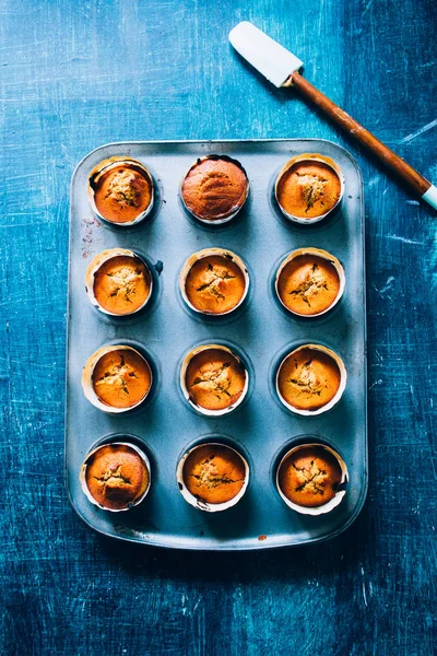Čerstvě upečený dýňový muffin — Stock fotografie