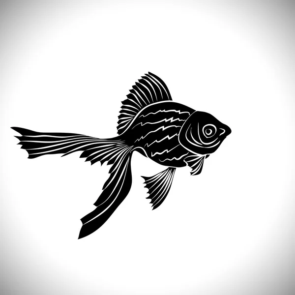 Goldfischkarten schwarze Silhouette. — Stockvektor