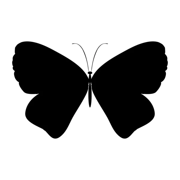 Silueta negra mariposa — Vector de stock