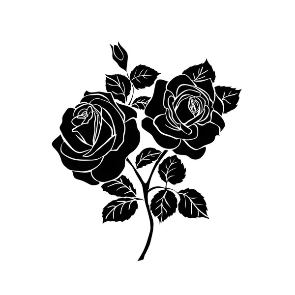 Silueta de rosa — Vector de stock