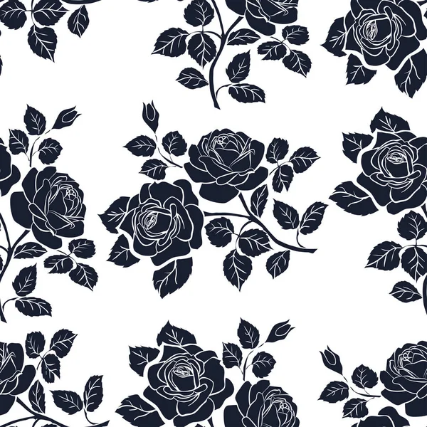 Textura sem costura floral com rosas . — Vetor de Stock