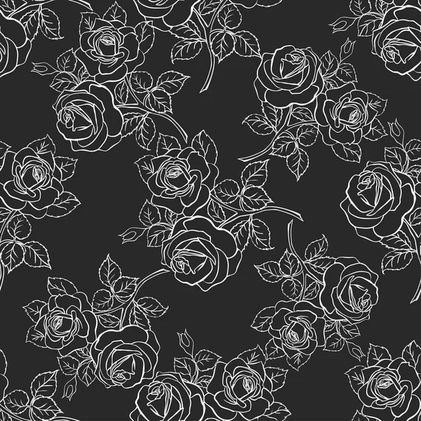 Textura floral sin costuras con rosas . — Archivo Imágenes Vectoriales