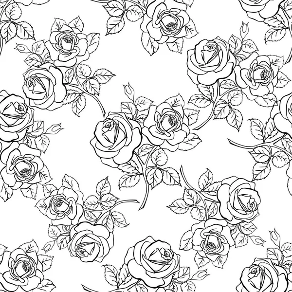 Textura floral sin costuras con rosas . — Archivo Imágenes Vectoriales