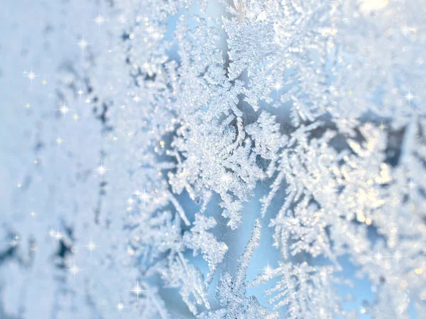 Frost patterns on window. — Stock Photo, Image