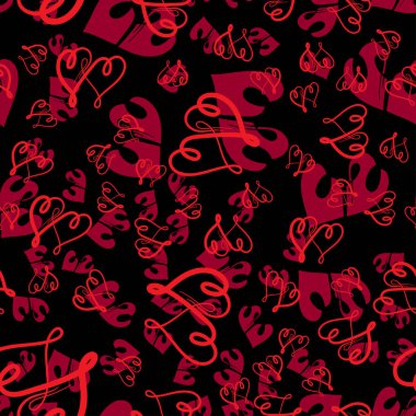 Kırmızı kalpler - Dikişsiz vektör desen