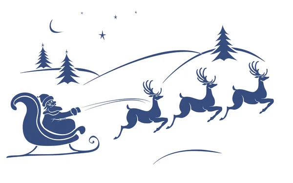 Père Noël et cerfs volant — Image vectorielle