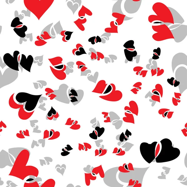 Red hearts - seamless vector pattern — Stock Vector