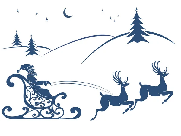 Santa Claus y ciervos volando — Archivo Imágenes Vectoriales