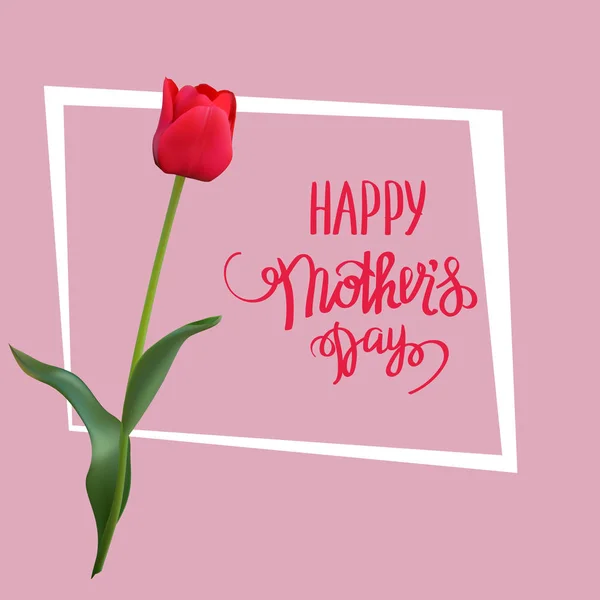 La tulipe rouge avec carte cadeau Happy Mother s Day . — Image vectorielle