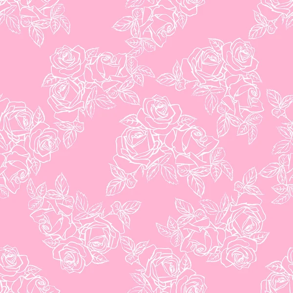 Textura floral sin costuras con rosas . — Vector de stock