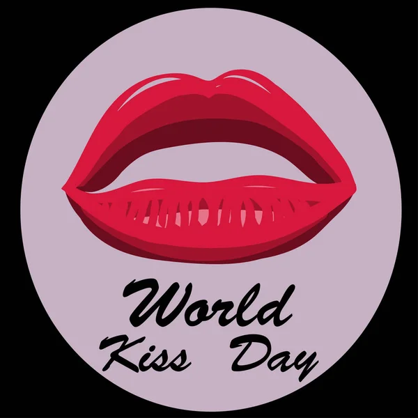 World kiss day. Red lips. — Stock Vector