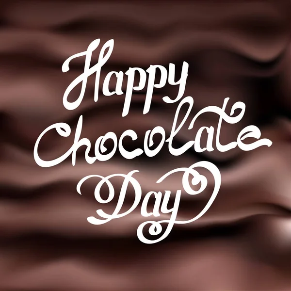 Happy Chocolate Day handgeschriebenen Schriftzug. Weltschokoladentag im kreativen Mesh-Hintergrund — Stockvektor