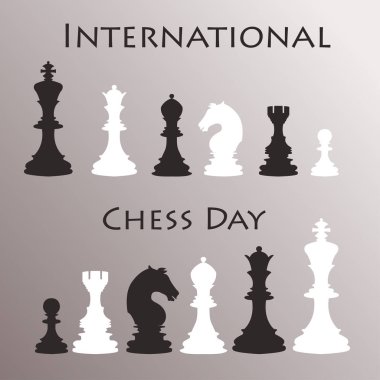 Satranç arka plan. Uluslararası satranç günü kartı. 20 Temmuz.