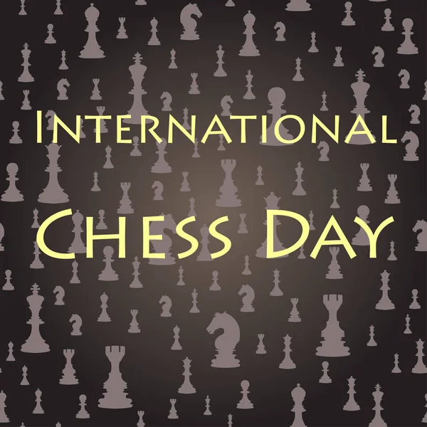 Chess seamless background. International chess day card. July 20. — Stock Vector