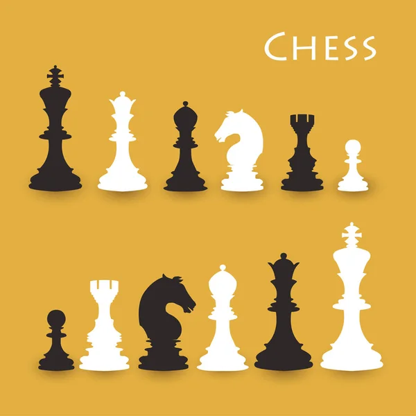 Шахматные фигуры большие, черно-белые. Международный день шахмат. 20 июля . — стоковый вектор