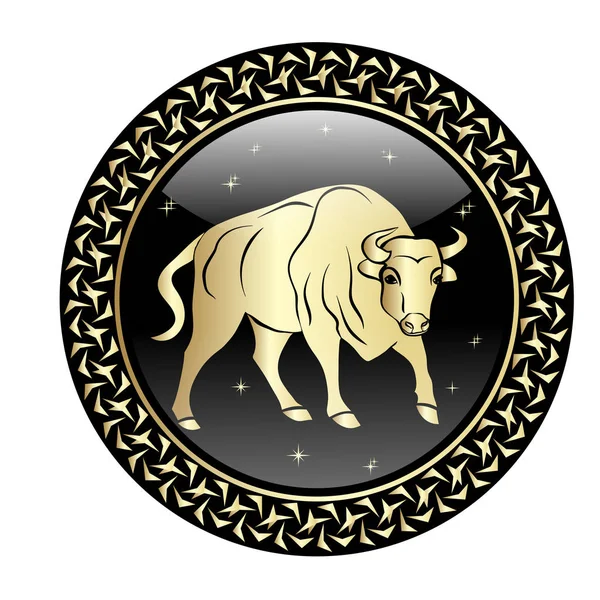 Taurus zodiac sign in circle frame. — Stock Vector