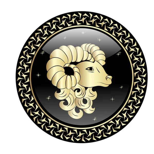Bélier signe du zodiaque dans le cadre circulaire . — Image vectorielle
