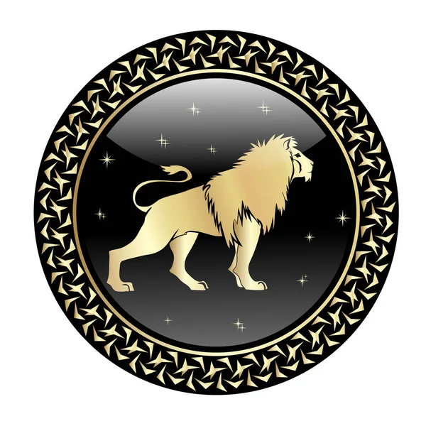 狮子座黄道带圆形标志 — 图库矢量图片