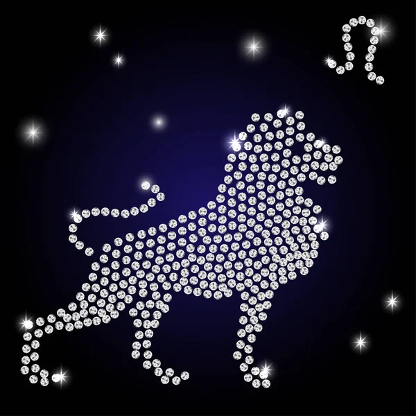Burcu aslan yıldızlı gökyüzü olduğunu — Stok Vektör