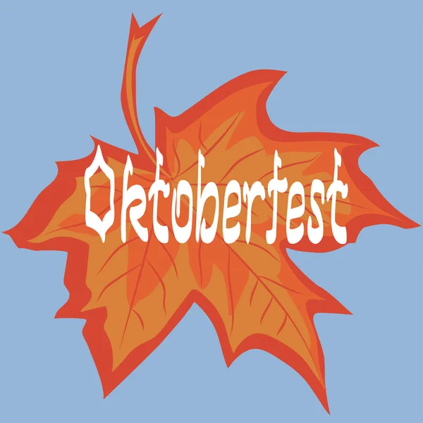 Oktoberfest kaart. Oktoberfest handgeschreven tekst. Maple leaf. — Stockvector