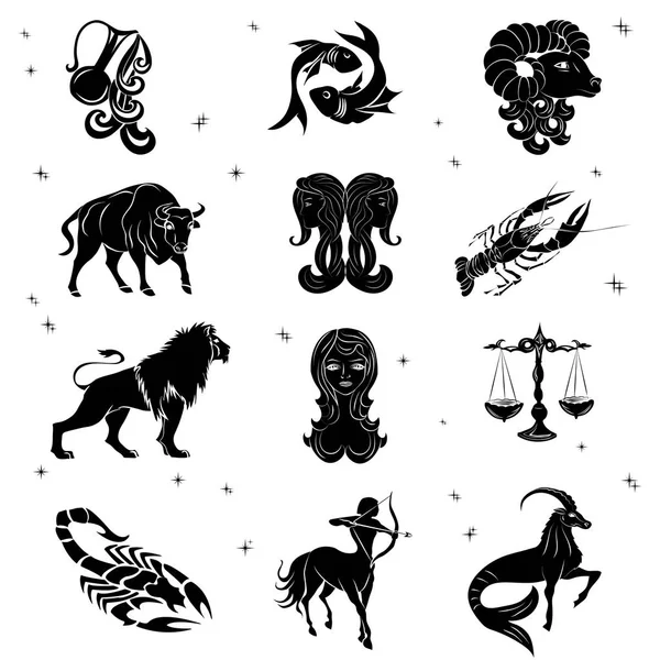 Silhouette noire du signe du zodiaque — Image vectorielle