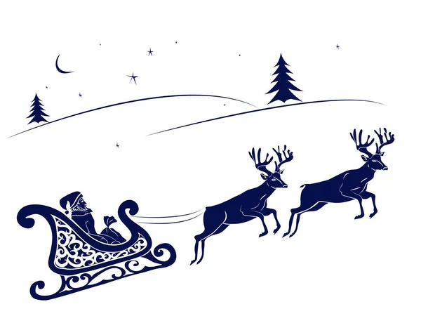 Père Noël et cerfs volant — Image vectorielle