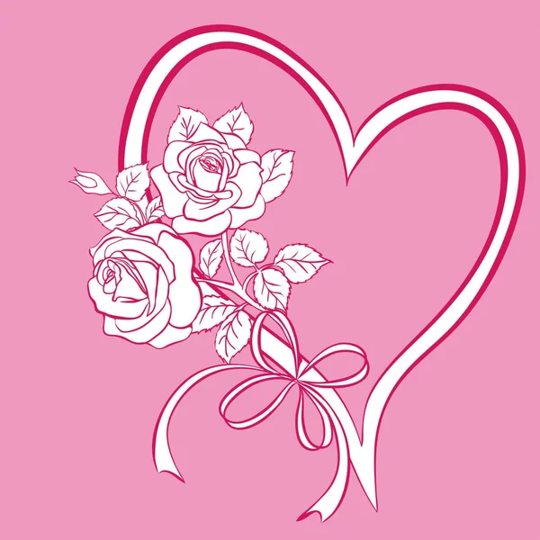Coeur avec bouquet de roses — Image vectorielle