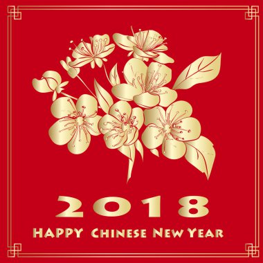 Mutlu çene yeni yıl kartı çiçeği ağaç