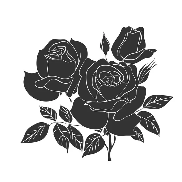 Silueta de rosa — Vector de stock