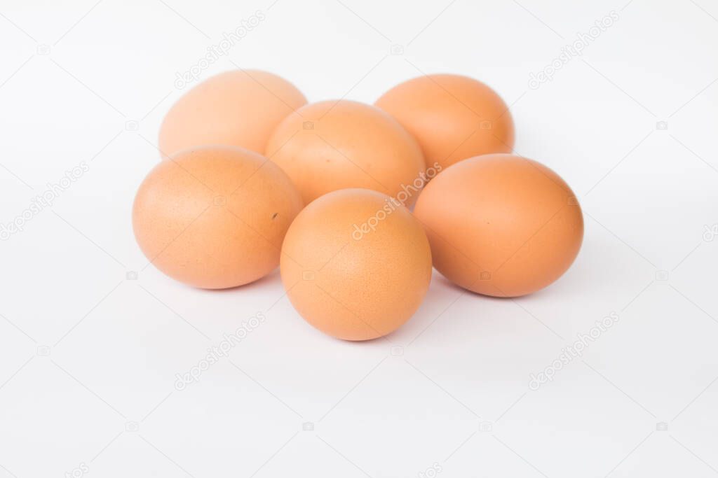 Freshl eggs on a white background