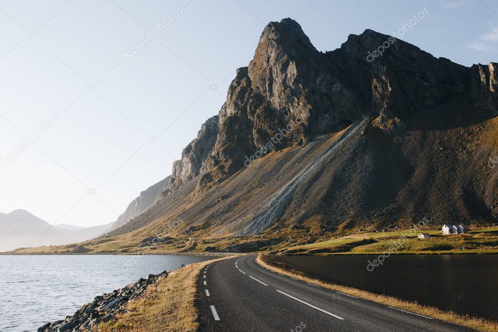 Iceland Road Landscape with mountains