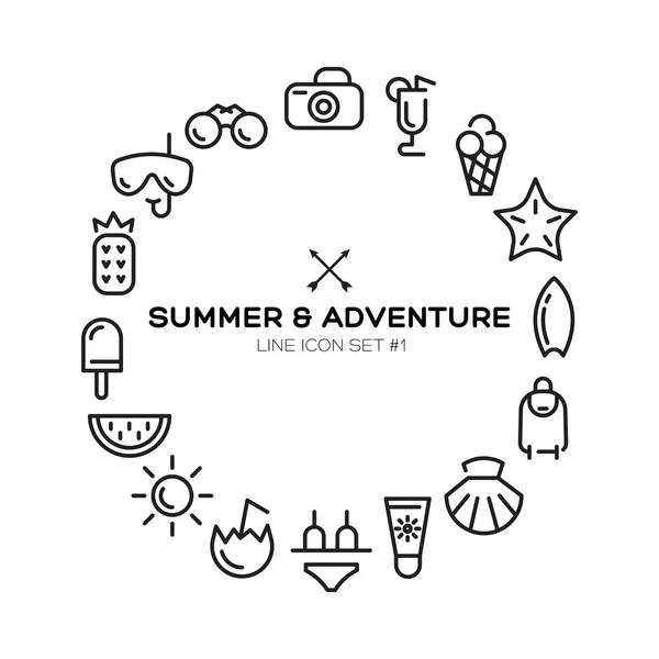 Summer time vector illustrations with icons — Stock Vector