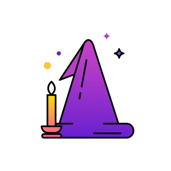 Witch hat with candle icon — Stock Vector