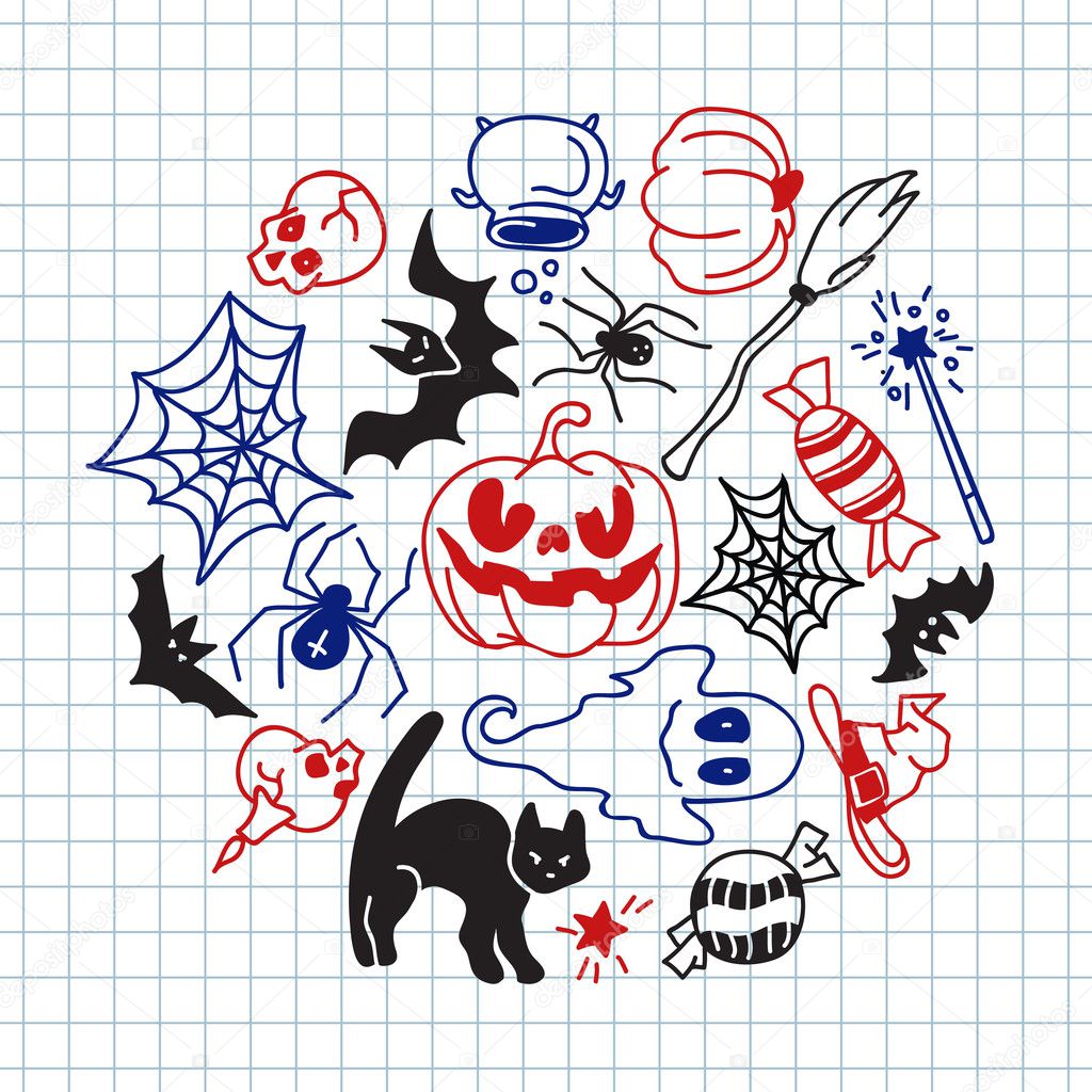 Happy halloween icons set