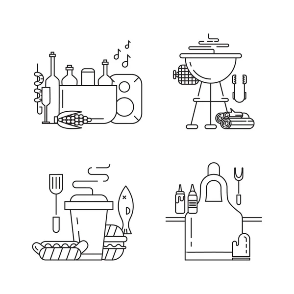 烧烤聚会图标集 — 图库矢量图片