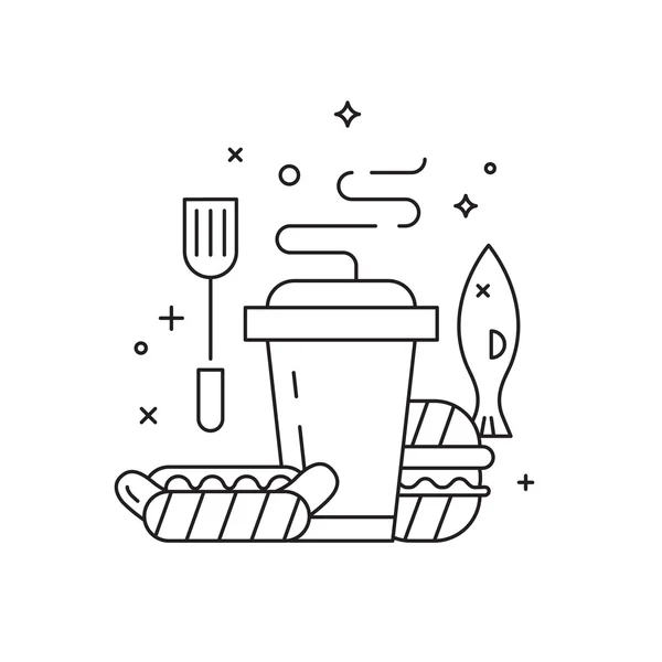Ensemble d'icônes de fête barbecue — Image vectorielle