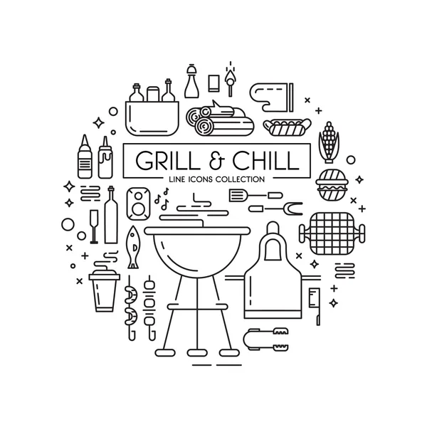 Grill party illusztráció — Stock Vector