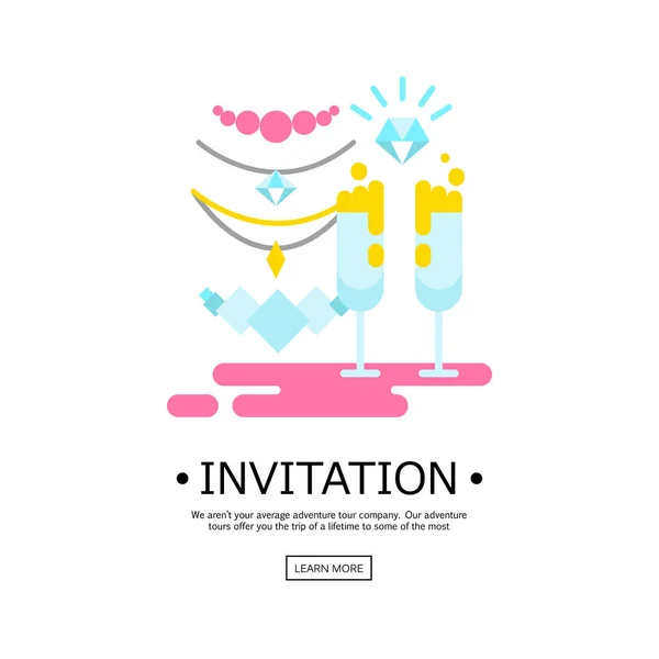 Ilustrasi pernikahan untuk undangan - Stok Vektor