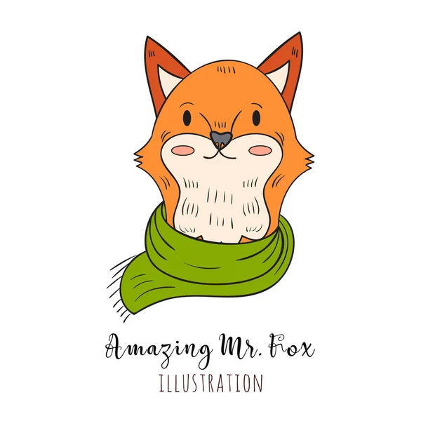 Ręcznie rysowane fox portret — Wektor stockowy