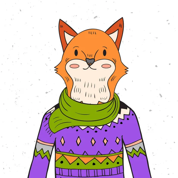 Ręcznie rysowane fox portret — Wektor stockowy