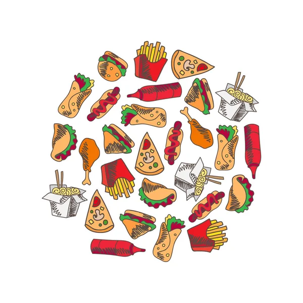 Conjunto de ícones de fast food — Vetor de Stock