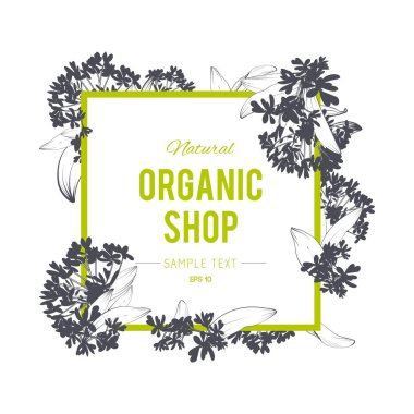 bitkiler ve otlar ile çerçeve