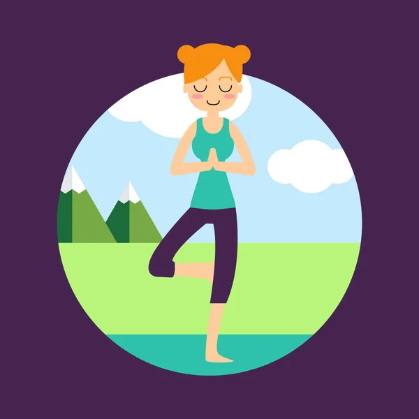 Mujer practicando yoga. — Vector de stock