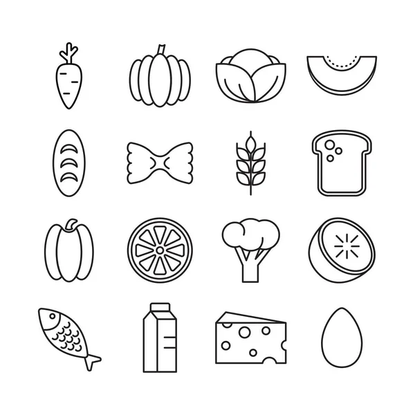 Set of vegetables and fruits icons — Stock Vector