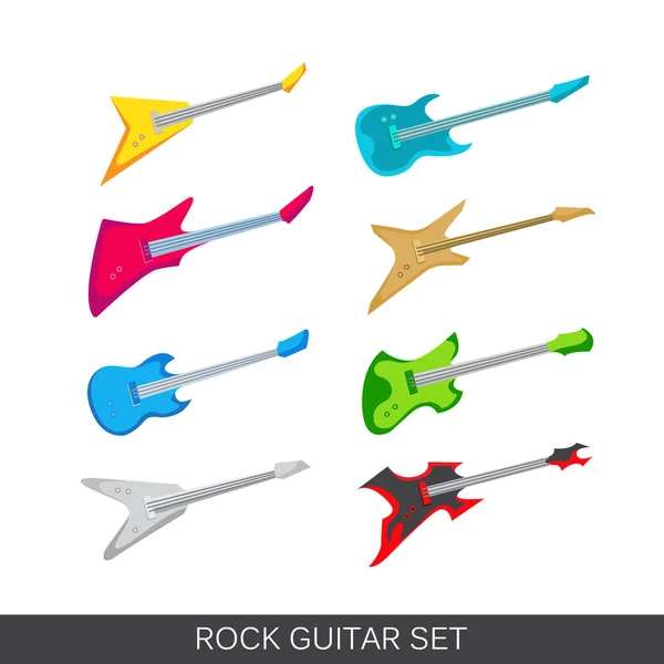 Electric and acoustic guitars icons — Stock Vector