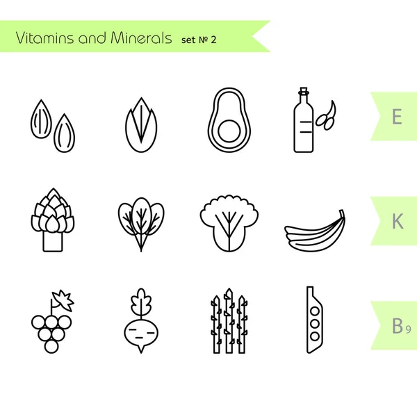 Набір овочів і фруктів іконки Ліцензійні Стокові Ілюстрації