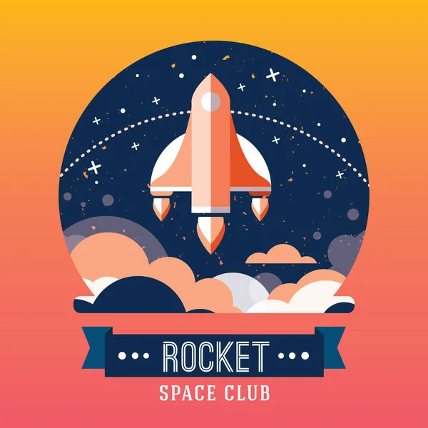 Space emblem in vintage style — Stock Vector