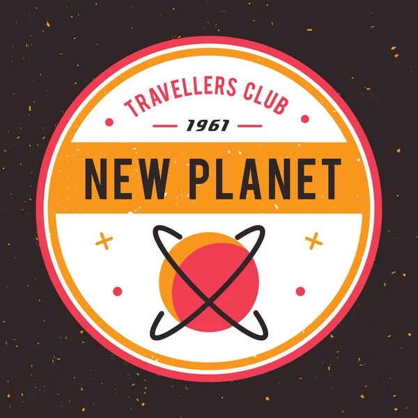 Space emblem in vintage style — Stock Vector