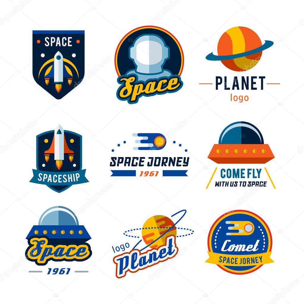 Set of space badges
