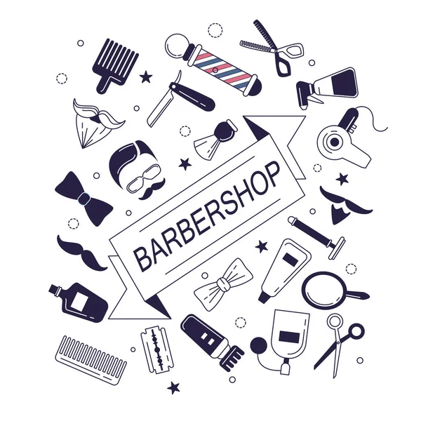 Icons for barber shop — Stock Vector
